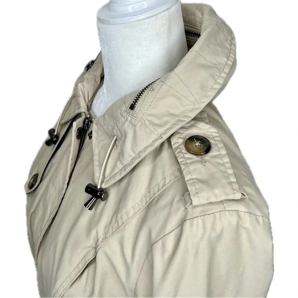 Tommy Hilfiger Trench Coat Belted Jacket Hidden Hood Beige Tan Medium M - Picture 4 of 17